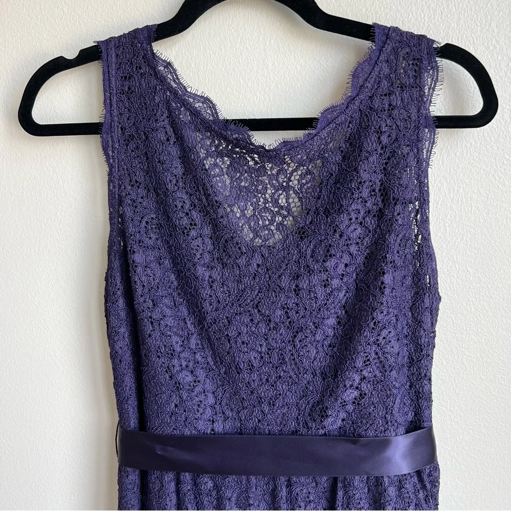 Adrianna Papell Purple Sleeveless Lace Illusion Column Gown, Size 12 - Picture 2 of 8